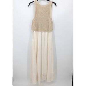 Moth Anthropologie Maxi Dress Womens Small Cream Linen Blend Boho Casual